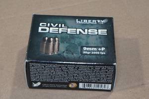 lot 153 image: 20 Liberty Civil Defense 9mm P 50 Gr Ammo