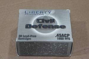 lot 165 image: 20 Liberty Civil Defense .45 ACP 78 Gr LA-CD Ammo