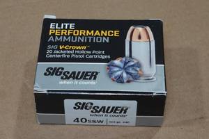 lot 181 image: 20 Sig Sauer V-Crown .40 S&W 165 Gr JHP Ammo