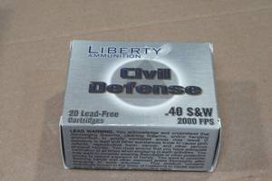 lot 185 image: 20 Liberty Civil Defense .40 S&W 60 Gr LA-CD Ammo