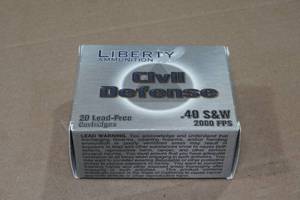 lot 186 image: 20 Liberty Civil Defense .40 S&W 60 Gr LA-CD Ammo