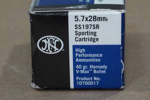 lot 188 image: 50 FNH 5.7 x 28mm 40 Gr Hornady V-Max Ammo