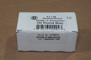 lot 191 image: 50 FNH 5.7 x 28mm 27 Gr HP Ammo