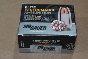 lot 202 image: 20 Sig Sauer V-Crown 10mm Auto 180 Gr JHP Ammo