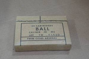 lot 216 image: 20 Twin Cities Arsenal Military Surplus .30 Cal M2 Ball Ammo