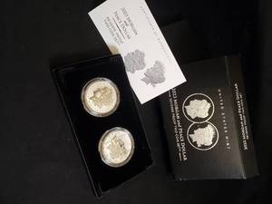 lot 38 image: 2023 Morgan and Peace Dollar Reverse Proof Two-Coin Set