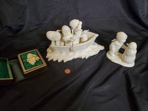 lot 110 image: Set of 3 Cherished Teddies Inuit Figurines with Sled and Penguin