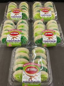 lot 55 image: Lot of 5 Packs Lofthouse Dinosaur Frosted Sugar Cookies