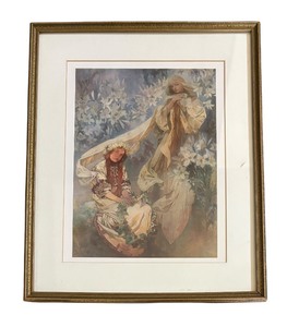 lot 47 image: Madonna of the Lillies Framed Print by Alphonse Mucha