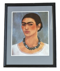 lot 48 image: Self Portrait with Necklace Framed Print by Frida Kahlo