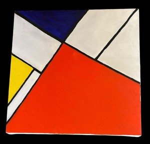 lot 192 image: Vibrant Original Abstract Geometric Canvas Painting  Piet Mondrian Style Geometric Painting