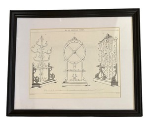 lot 194 image: Vintage Hat and Umbrella Stands Architectural Style Print