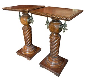 lot 10 image: Two Hunzinger Style Victorian Pedestal Tables  Two Antique French Baroque Style Tables