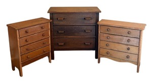 lot 152 image: Three Vintage Wooden Darling Doll Dressers