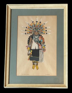 lot 158 image: The Butterfly Maiden Print by Hopi Artist Kyrate Turahoema