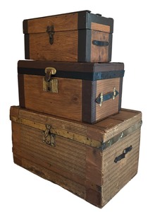 lot 173 image: Three Vintage Decorative Wooden Boxes