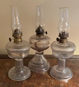lot 177 image: Three Petite Vintage Glass Oil Lamps