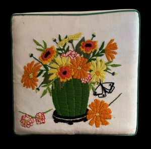 lot 184 image: Vibrant Vintage Needlepoint Pillow