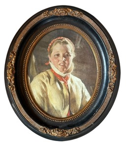 lot 212 image: Kuver Maja Framed Oval Portrait Print by Anders Zorn