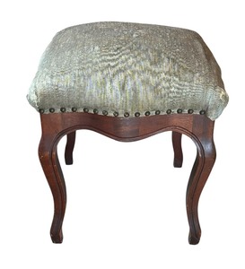 lot 214 image: Vintage Wooden Upholstered Top Stool with Rivet Details