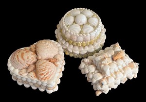 lot 215 image: Three Beautiful Handcrafted Seashell Boxes