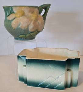 lot 115 image: Roseville Pottery Creamer and Vintage Art Deco Style Planter
