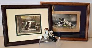 lot 117 image: Vintage Dog Prints & Japanese Dog Figurine