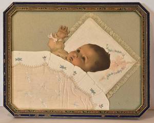 lot 123 image: Sweet Vintage Infant Print with Linen Accents