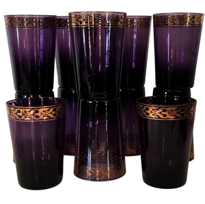lot 20 image: Vintage Amethyst Hand Blown Tumbler Set