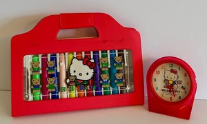 lot 235 image: Vintage 1979, 1991 Hello Kitty Clock and Marker  Pencil Case