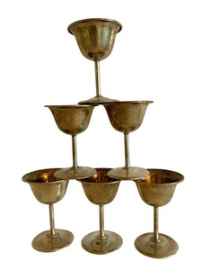 lot 9 image: Art Deco Vintage Sterling Silver Set of 6 Cocktail Stems