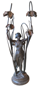 Stunning Cast Metal Nymph Lamp Sculpture