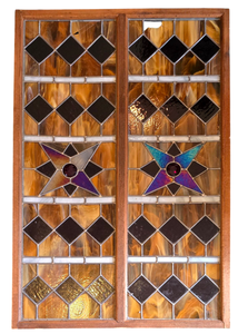 lot 7 image: Stunning Wooden Framed Stained Glass Panel