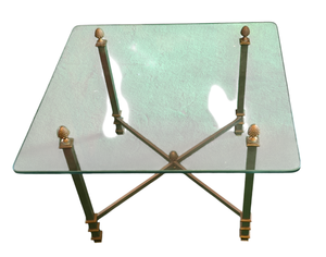 lot 262 image: Vintage Square Glass Table with Cast Metal Frame