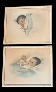 lot 252 image: Vintage Framed Prints Awakening and A Little Bit of Heaven by Guimann & Guthmann Inc