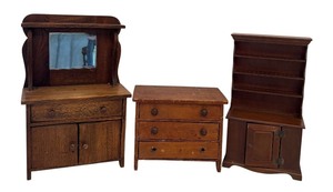 lot 248 image: Vintage Doll Furniture Including Dresser and More