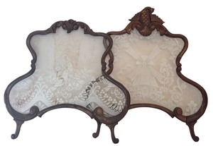 lot 245 image: Two Antique Framed Lace Screens