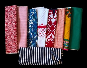 lot 244 image: Beautiful Lots of Fabrics  Large and Medium Sizes with Floral, Stripes, Plaid and More