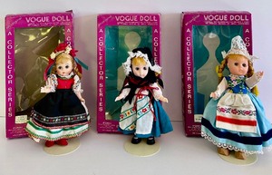 lot 88 image: Vogue Dolls in Boxes including Madame Alexander Poland Doll 8, Madame Alexander German Doll 1999, Vogue Ginny From Far Away Lands - Dutch Girl Vinyl Jointed Series Doll Collectables