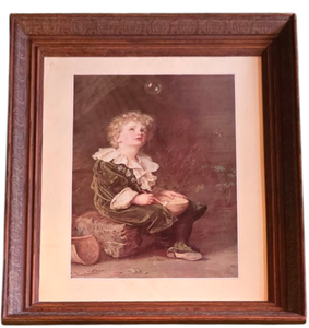 lot 284 image: Beautifully Framed Boy with Bubbles Print