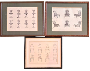 lot 297 image: Unique Trio of Framed Chair Advertisements
