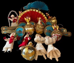 lot 392 image: Christmas Mexican Decor including Fans, Angels, Balls and More