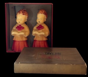 lot 408 image: Vintage Tavern Novelty Candles No. 792 Choir Boys Socony Vacuum Oil Inc.  Never Used