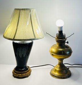lot 367 image: Two Vintage Lamps, Including Electric Oil Lamp