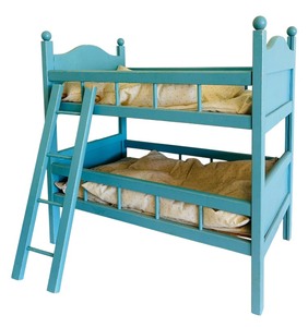 lot 365 image: Vintage Doll Bunk Bed with Ladder and Bedding