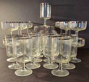 lot 329 image: Silver Rimmed Stemware