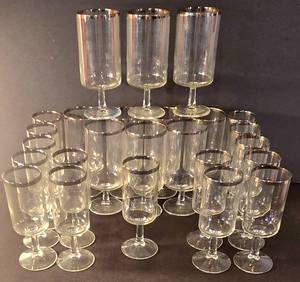 lot 330 image: Silver Banded Stemware