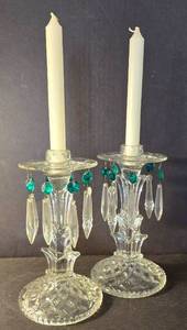 lot 332 image: Pair of Vintage Crystal Candlesticks