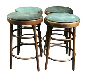 lot 437 image: Four Vintage Wooden Stools