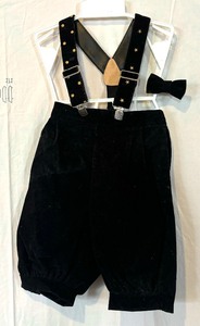 lot 482 image: Childrens Velvet Knickers with Suspenders and Bow Tie
